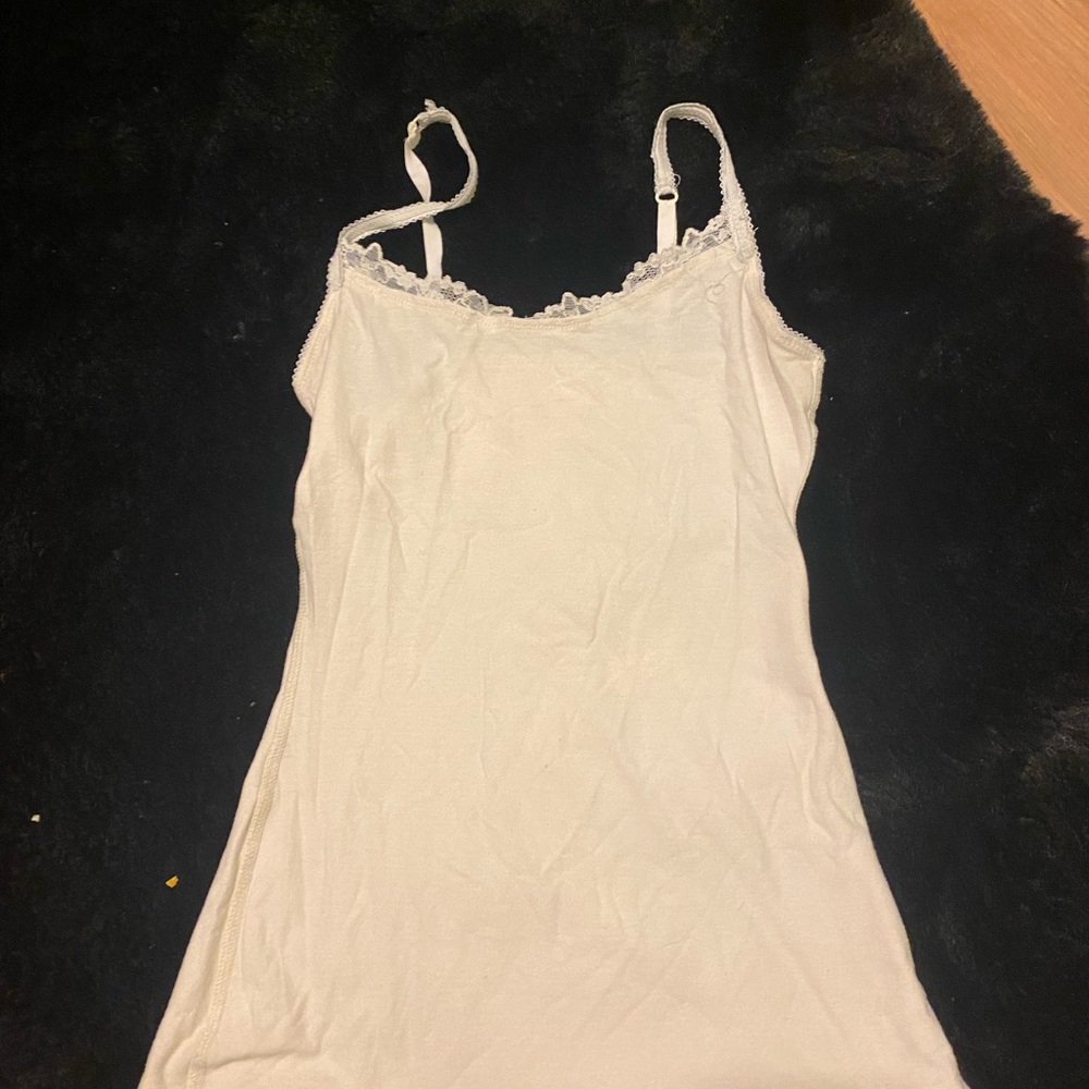White Lace Trim Cami Top